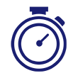 Speed represented by stopwatch illustration.